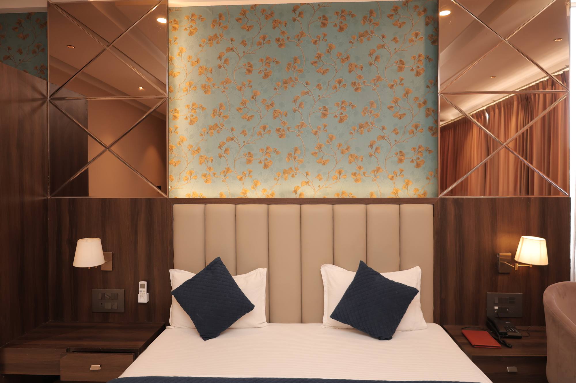 The Premium Room at Hotel Relax Inn seen from the doorway, showing the full length of the room