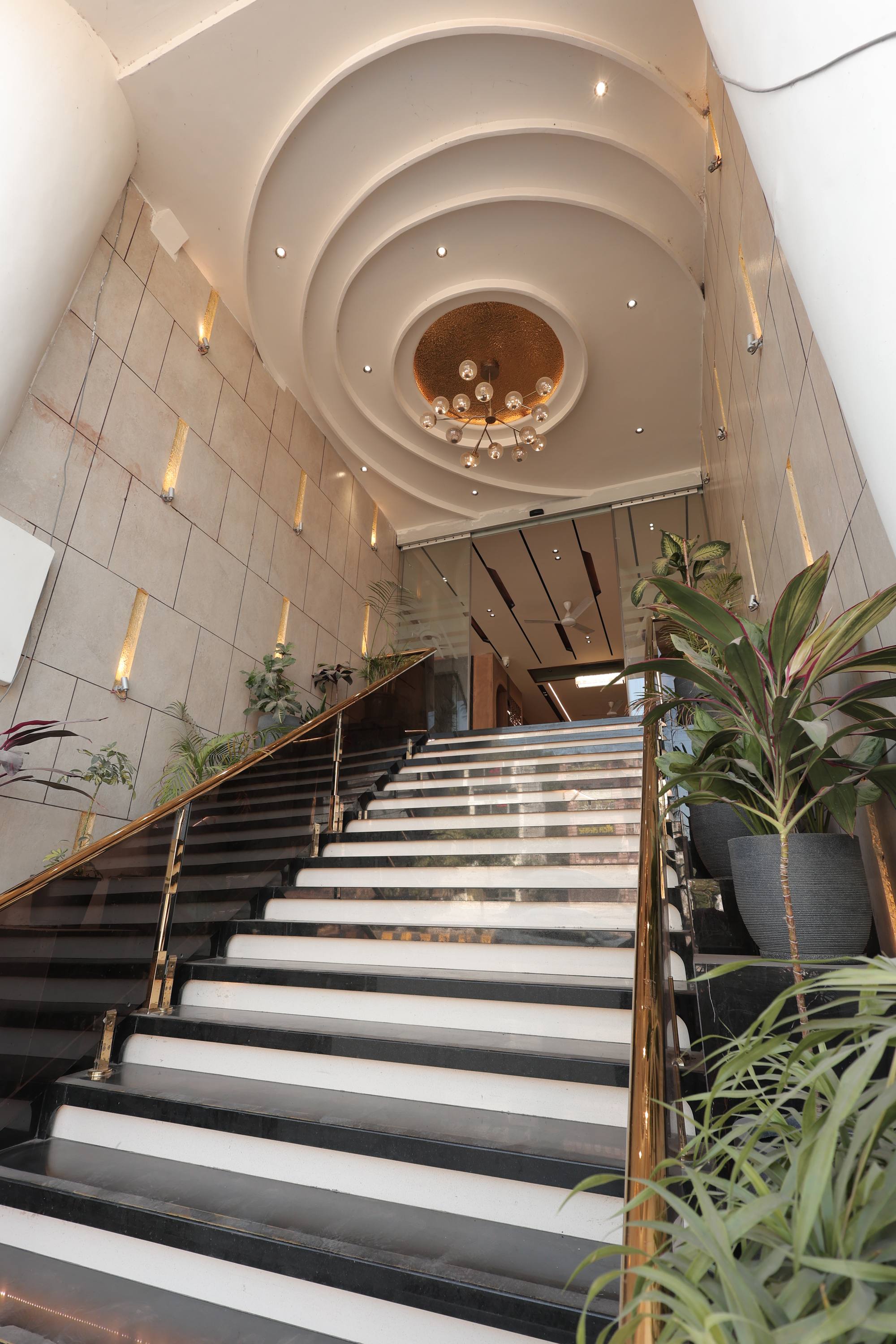 The staircase at Hotel Relax Inn, Banswara